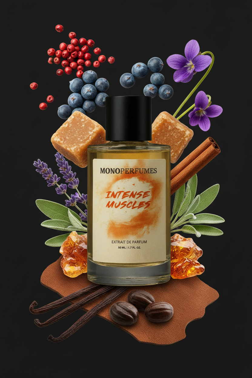 Intense Muscles Perfume with Ingredient Photography