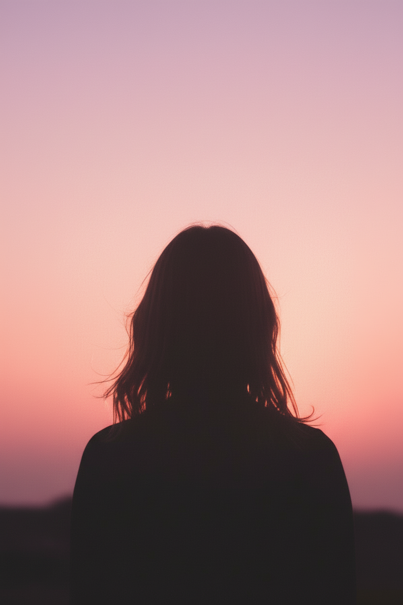 Woman silhouette facing away